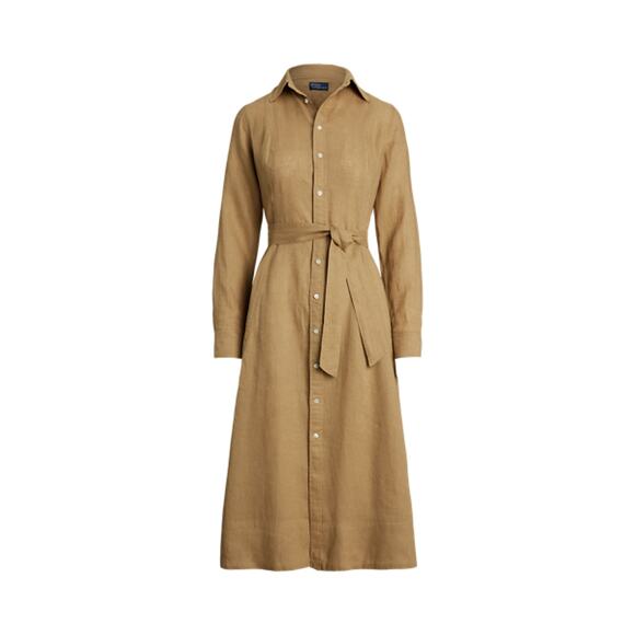 Ralph Lauren Dresses & Skirts - Ralph Lauren Belted Polo Tan Midi Shirtdress Size 2 NWT